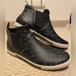 Joules Black Leopard Rain Boots 10